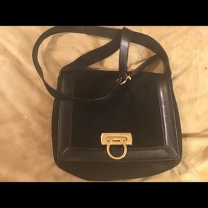 Ferguson Suede & Leather Dress Handbag Black &Gold